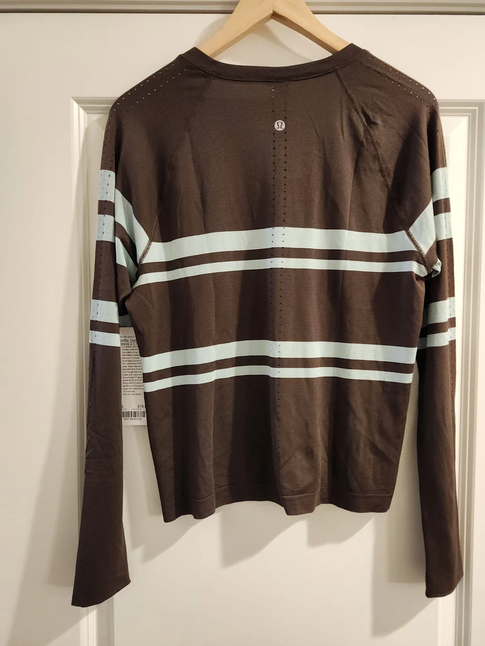 Lululemon Swiftly Tech Long Sleeve 2.0 Race Stripe Brown Foam Size 12 NWT